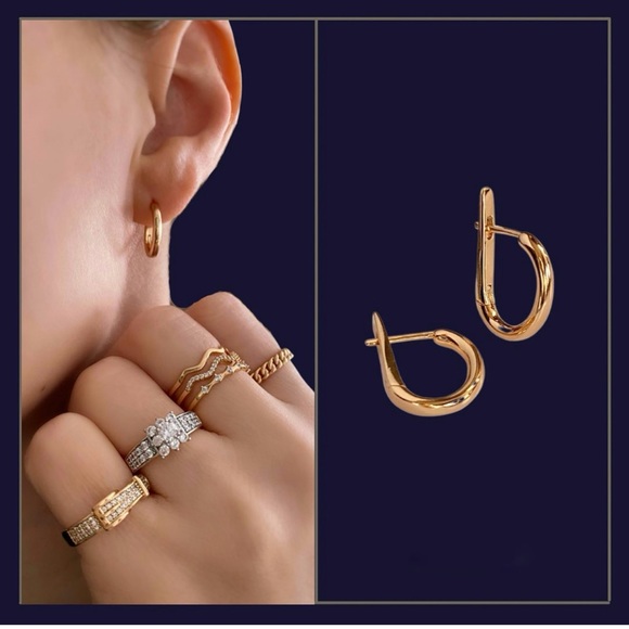 Hoop Huggie Earrings | Platinum Plated | Silver Color - Picture 6 of 10